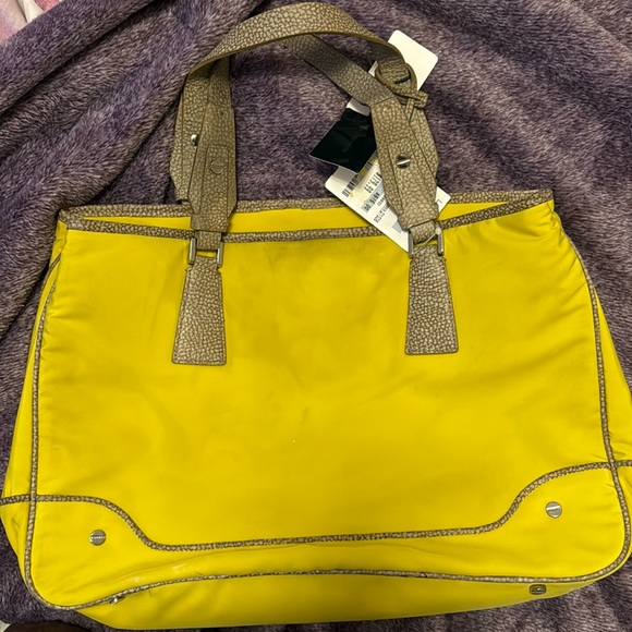 Borbonese handbag shopping bag in Lemon. NWT but has some spots on it(see pics)